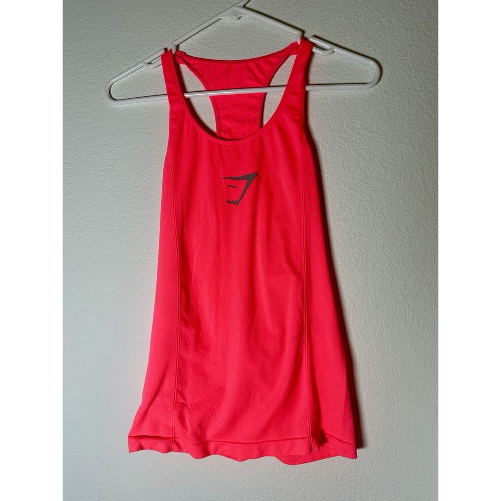 Gymshark Tank Top Seamless Racerback Neon Pink Stretch Size L